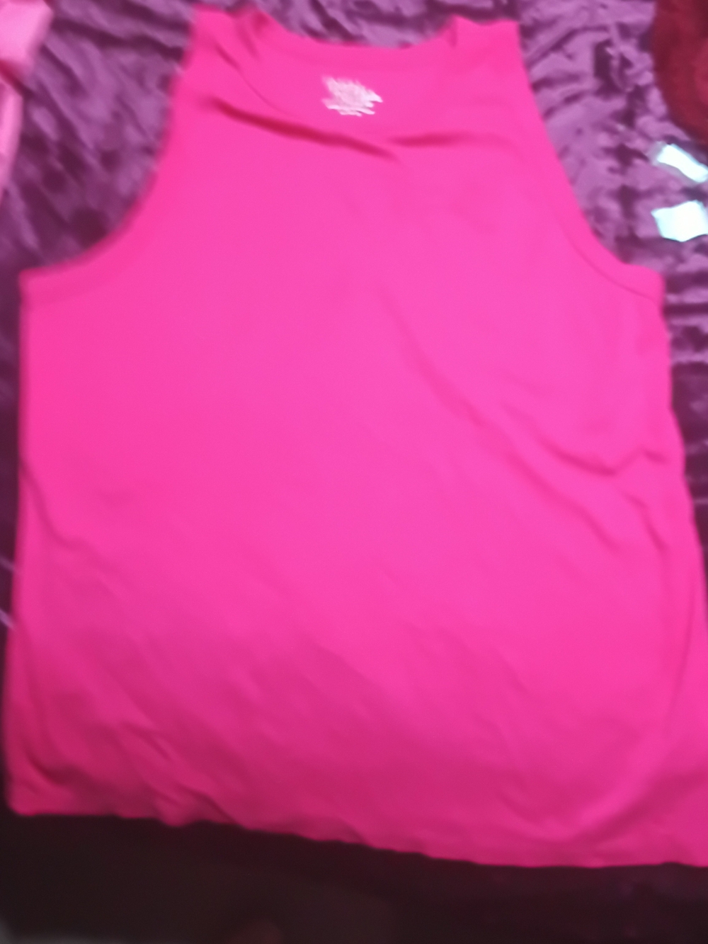 Time and Tru Bright Pink Ribbed Tank Top